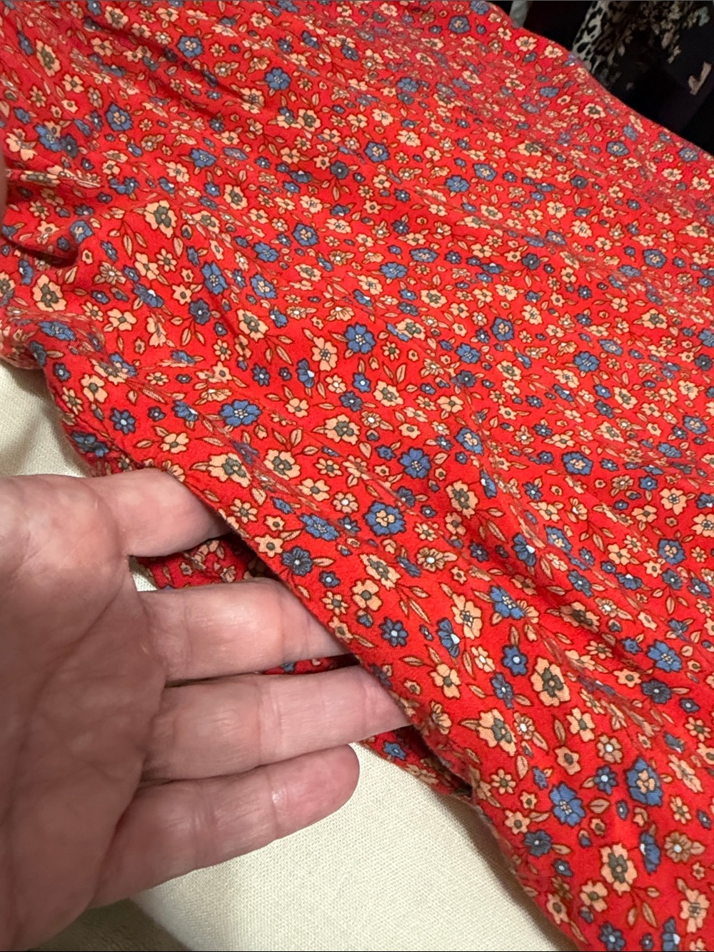 NATURAL LIFE Red & Blue Floral Wide-Leg Spaghetti-Strap Boho Jumpsuit, Size S. - Picture 14 of 14
